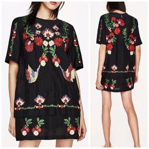 Floral Embroidered Black Dress